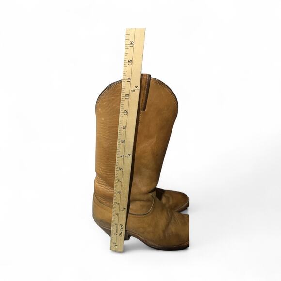 Justin Cowboy Western Boots Style 1106 Camel Tan Leather Men's Size 7.5 E Used - Picture 9 of 9